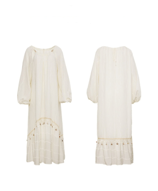 Untitled design Golden Dune Seashell Tassel Boho Maxi Dress