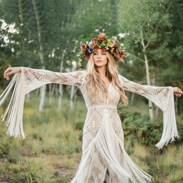 fried_triangular_dumplings_with_sauce_swapped Desert Romance Fringe Lace Wedding Dress