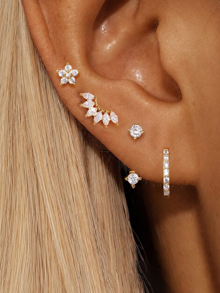 Festive Glint Earring Set 4pcs with Crystal Accents – Spirit & Rebel