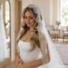 photo_1790598165_8079 Sevilla Mantilla Lace Wedding Veil – Ivory Cathedral Veil with Floral Eyelash Lace – Spirit & Rebel