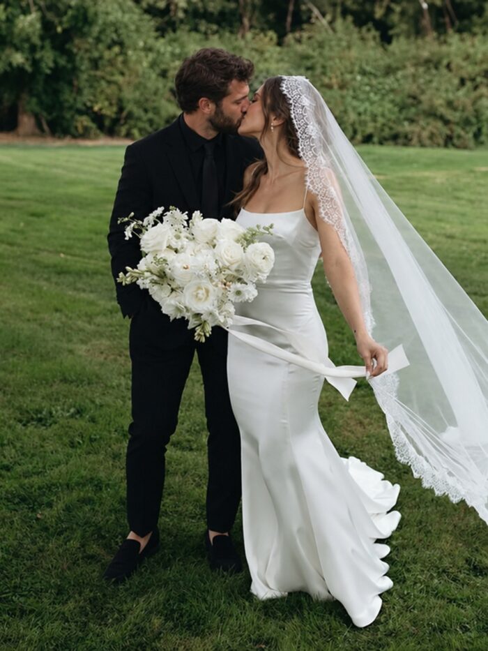 Sevilla Mantilla Lace Wedding Veil – Ivory Cathedral Veil with Floral Eyelash Lace – Spirit & Rebel