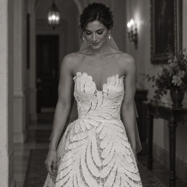 photo_1790666034_2242 Puglia Frond — Guipure Lace Boho Wedding Dress in Leaf Appliqué – Spirit & Rebel