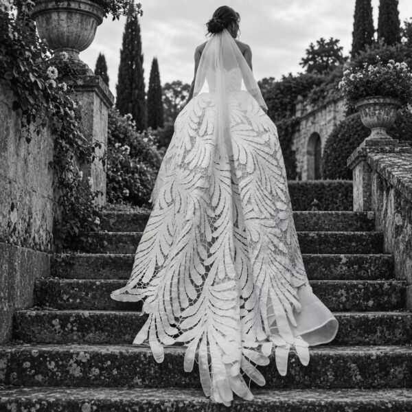 photo_1790666034_2555 Puglia Frond — Guipure Lace Boho Wedding Dress in Leaf Appliqué – Spirit & Rebel