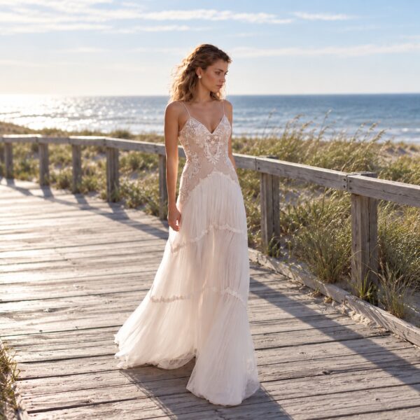 photo_1791363750_4808 Amalfi Hush — Beaded Lace Boho Wedding Dress in Tiered Tulle – Spirit & Rebel
