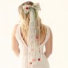photo_1792489407_7066 The Poppy Bow, a wildflower embroidered wedding hair bow with veil tails on a comb
