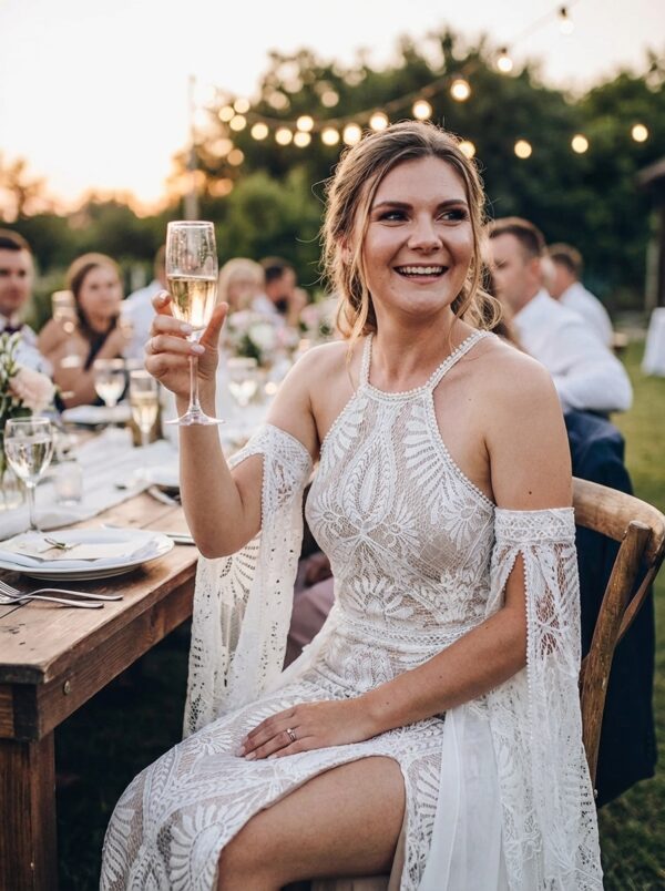 spirit_alfresco_banquet_toast Western Boho Wedding Dress with Detachable Flare Sleeves