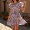 spirit_bohemian_tiered_mini_dress_adobe_courtyard_adjust Floral Ruffle Mini Dress with Relaxed Fit and Button Detail