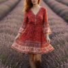 spirit_lavender_field_stride Lavender Trail Boho Bell Sleeve Mini Dress