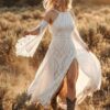 spirit_sagebrush_drift Western Boho Wedding Dress with Detachable Flare Sleeves