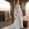 spirit_train_depot_departure Western Boho Wedding Dress with Detachable Flare Sleeves
