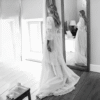 white_kitchen_island_black_stools_swapped Vintage Broderie Anglaise Wedding Dress with Tiered Eyelet Lace Skirt