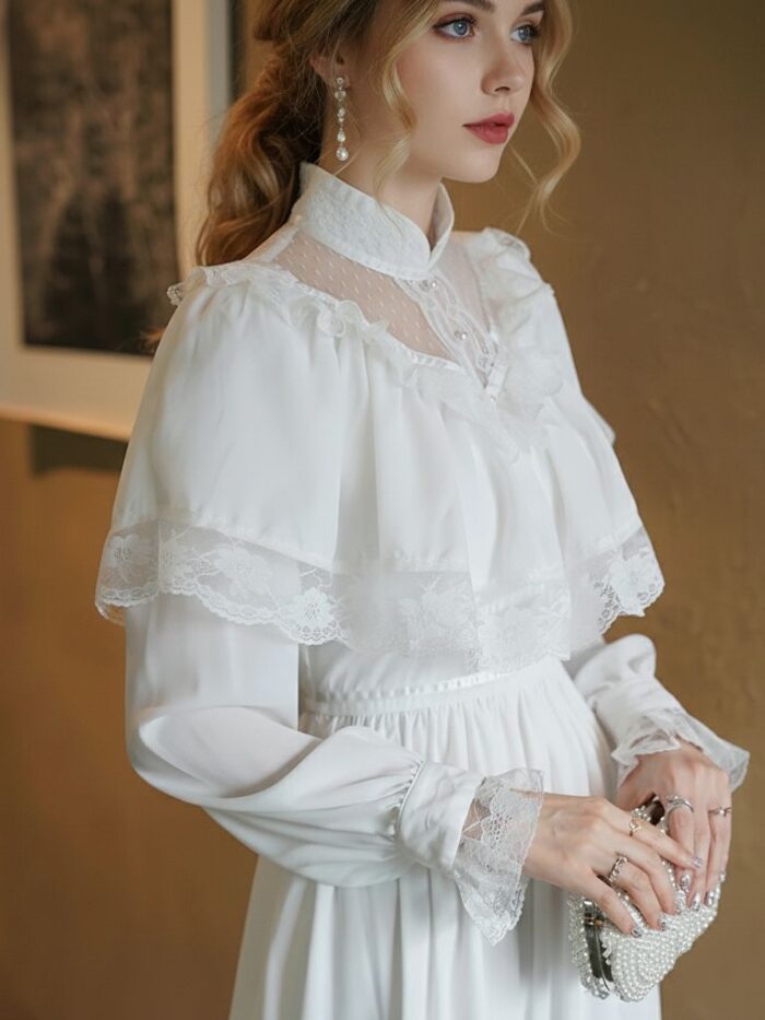 Seraphina Lace Ruffle Victorian Wedding Dress