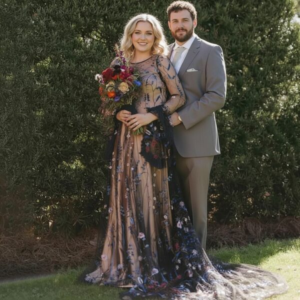 long sleeve plus size boho wedding dress Maggie, Bohemian Wedding Dress, Boho Wedding Dress, Vintage Lace Wedding Dress, Deep V Wedding Dress