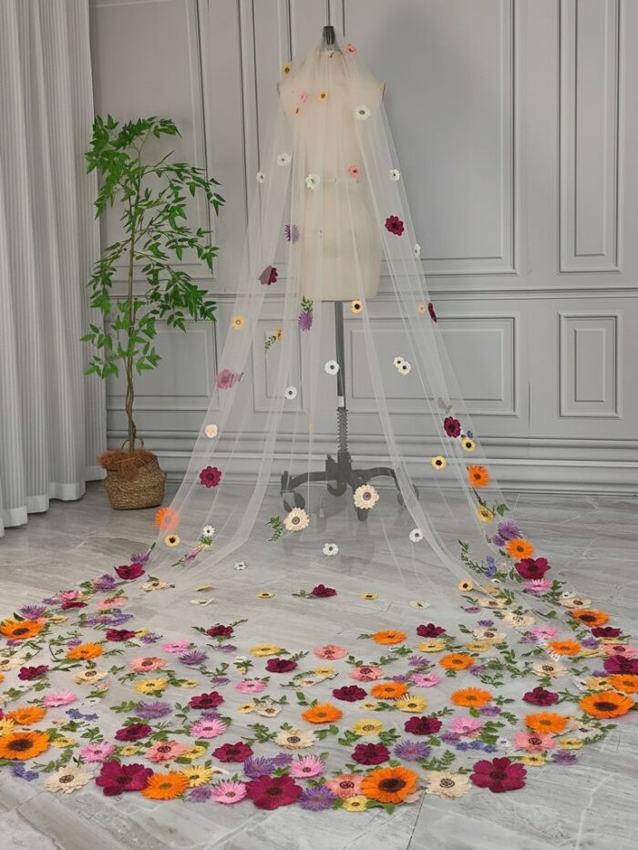 2.5 Meters 3D Embroidery Floral Veil
