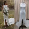 ai-edited-1776006543051-1 Halter Neck Wedding Dress, Floral Lace Bridal Gown, Open Back Fishtail Dress