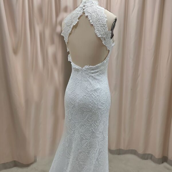 ai-edited-1776006547384-3 Halter Neck Wedding Dress, Floral Lace Bridal Gown, Open Back Fishtail Dress