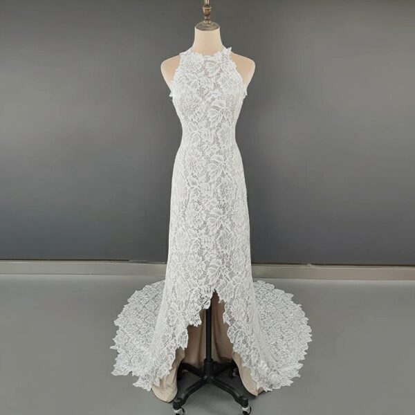 ai-edited-1776006551400-5 Halter Neck Wedding Dress, Floral Lace Bridal Gown, Open Back Fishtail Dress