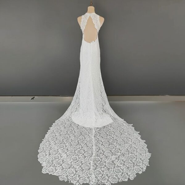 ai-edited-1776006559443-9 Halter Neck Wedding Dress, Floral Lace Bridal Gown, Open Back Fishtail Dress