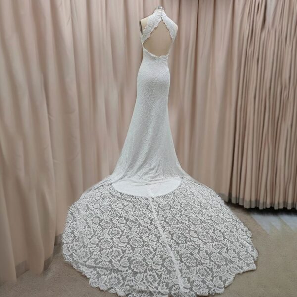 ai-edited-1776006563857-11 Halter Neck Wedding Dress, Floral Lace Bridal Gown, Open Back Fishtail Dress