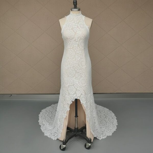 ai-edited-1776006568215-13 Halter Neck Wedding Dress, Floral Lace Bridal Gown, Open Back Fishtail Dress