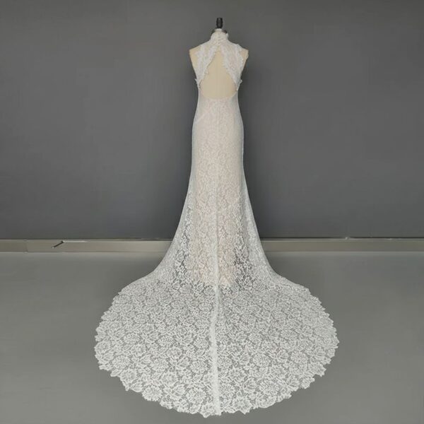 ai-edited-1776006572251-15 Halter Neck Wedding Dress, Floral Lace Bridal Gown, Open Back Fishtail Dress