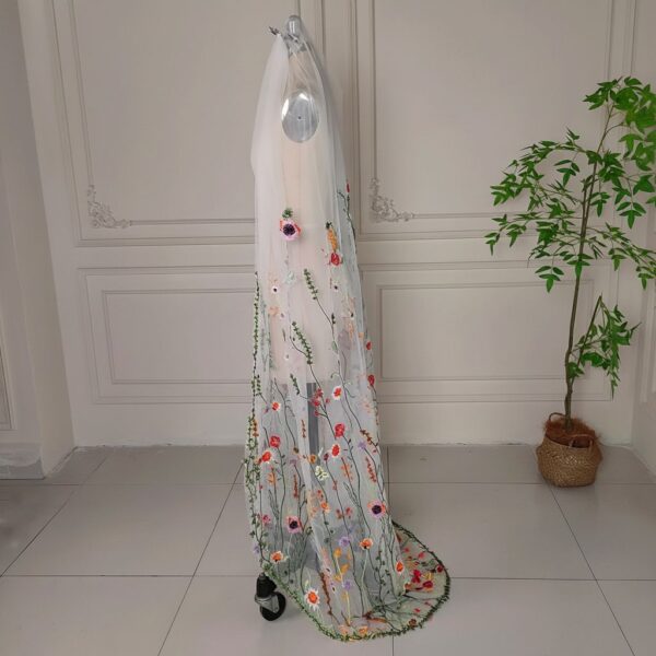 Floral Embroidered Mesh Veil The Honeyblossom Veil, a wildflower wedding veil embroidered all over with poppies, daisies and ferns