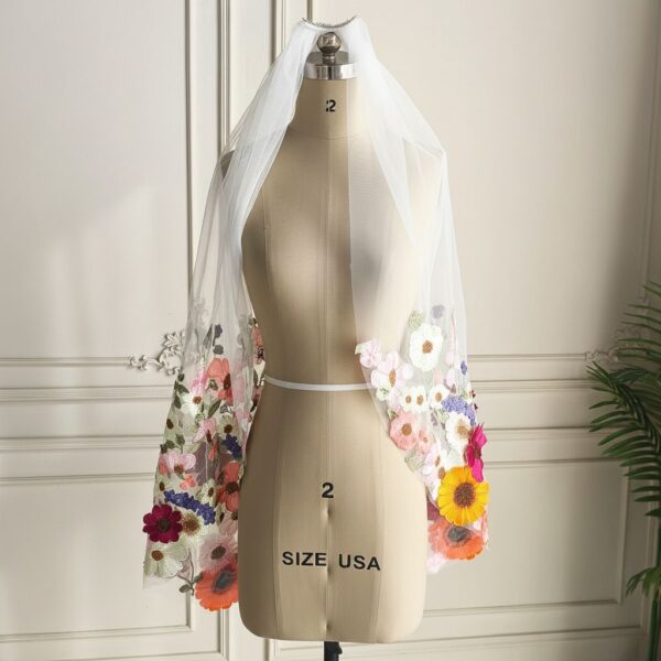 Floral Embroidered Tulle Veil Floral Embroidered Tulle Veil
