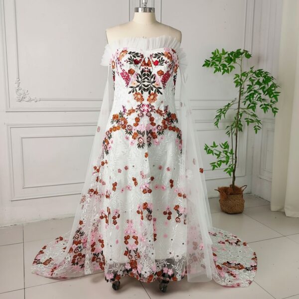 Floral Embroidered White Gown Floral Embroidered White Gown
