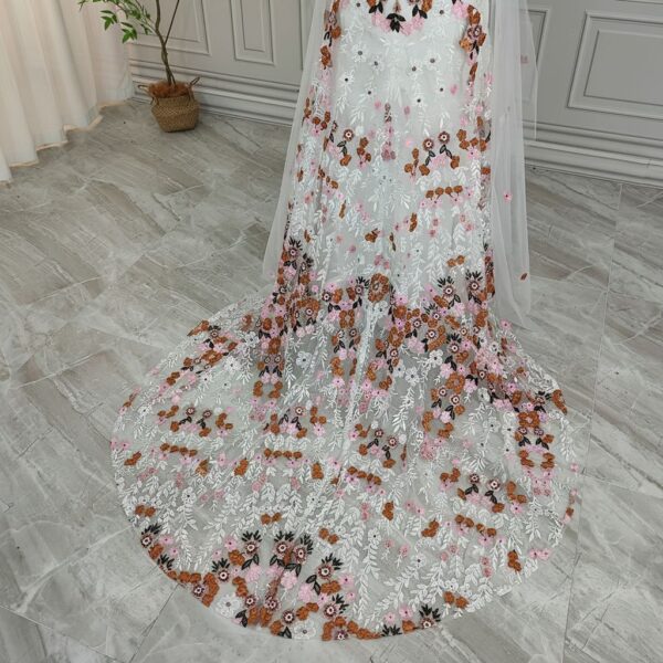 Pink Copper Floral Embroidered Lace Pink Copper Floral Embroidered Lace
