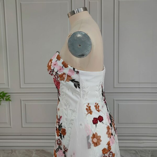 White Floral Embroidered Strapless Dress White Floral Embroidered Strapless Dress
