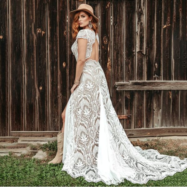 White Floral Lace Gown White Floral Lace Gown