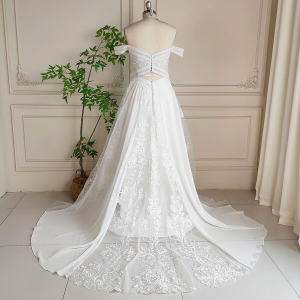 White Lace Off Shoulder Gown
