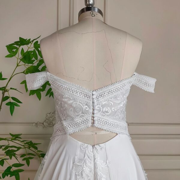 White Lace Off Shoulder Gown