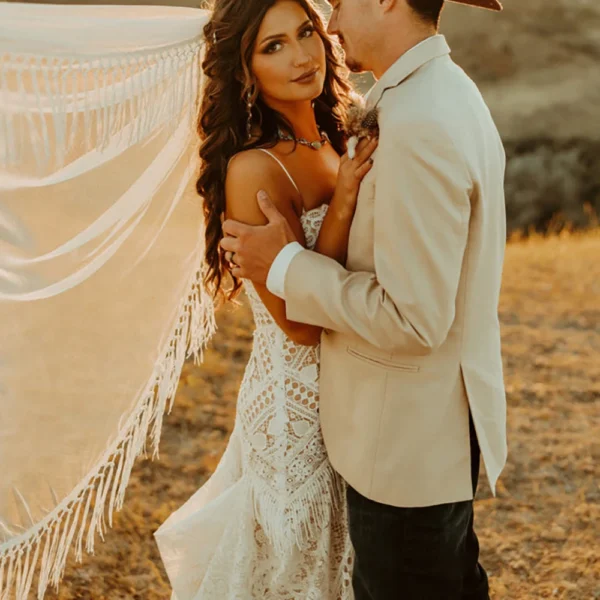 The Renegade Veil — Western Wedding Veil with Fringe Trim