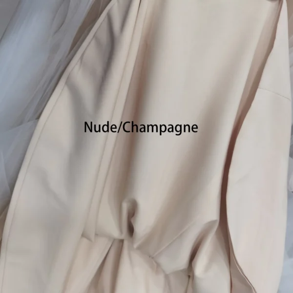 Nude and champagne lining colour comparison for lace wedding dress