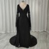 Front studio view of black lace alternative wedding gown