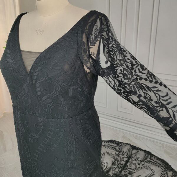 Black Lace Long Sleeve Gown Black Lace Long Sleeve Gown