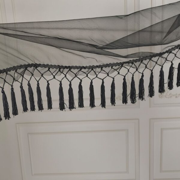 Black Sheer Tassel Shawl