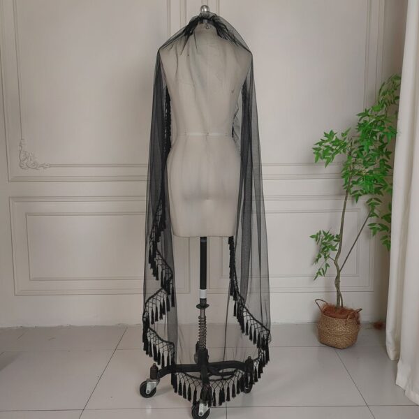 Black Tassel Trim Veil