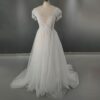 Blush Lace Fringe Tulle Gown
