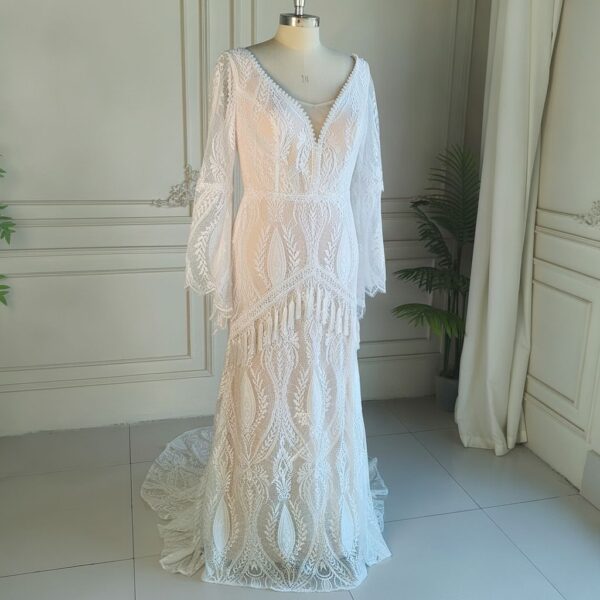 Boho Ivory Lace Wedding Dress