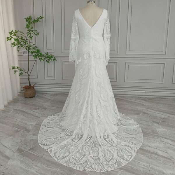 Boho White Lace Wedding Gown