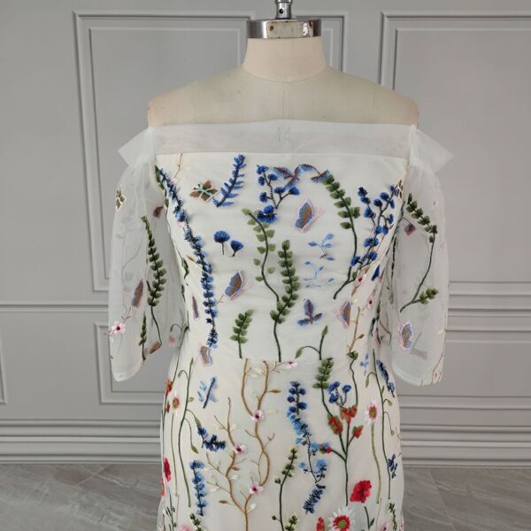 Floral Butterfly Embroidered Mesh Dress