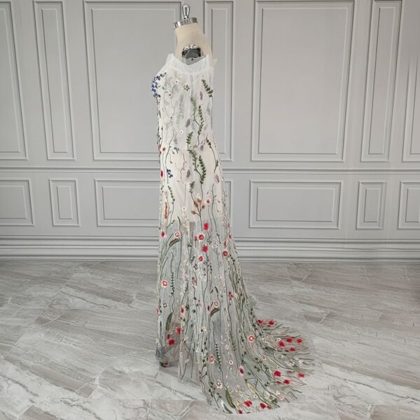 Floral Embroidered Sheer Gown