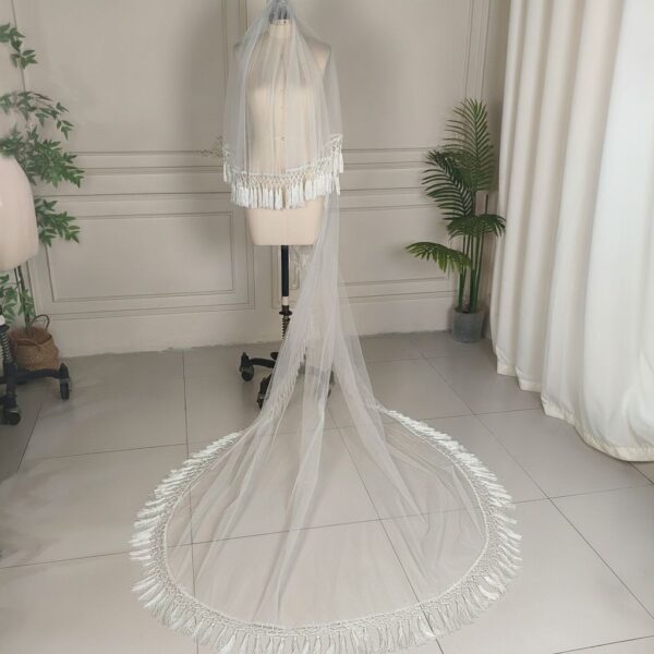 Ivory Tassel Fringe Bridal Veil