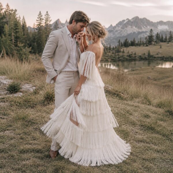 Wild West Romance Fringe Wedding Dress