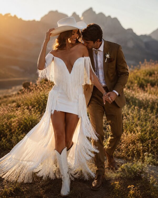 Wild West Romance Fringe Wedding Dress