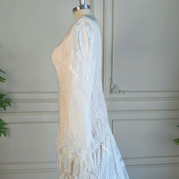 White Fringe Lace Dress