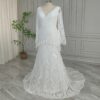 White Geometric Lace Wedding Dress