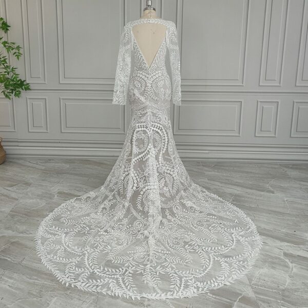 White Lace Backless Wedding Gown White Lace Backless Wedding Gown
